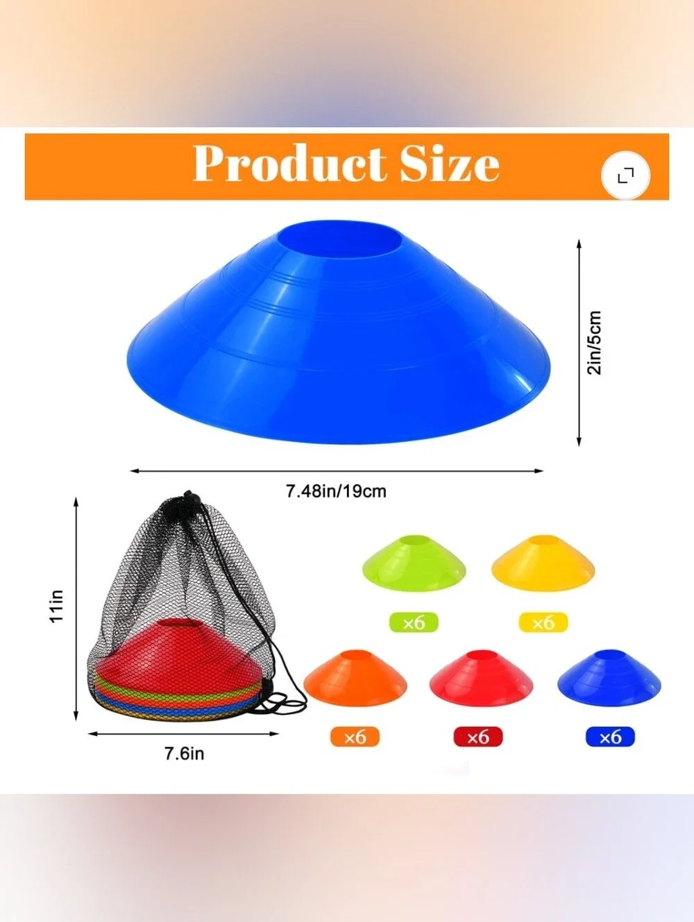 30 Pcs Disc Cones Training Cones Agility Soccer Cones with Carry Bag for Trainin